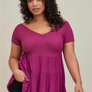 Torrid 4x smocked tiered babydoll off shoulder top excellent condition